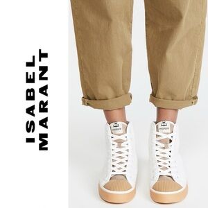 Isabel Marant White and Tan High-Top Sneakers